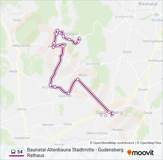 54 Bus Line Map