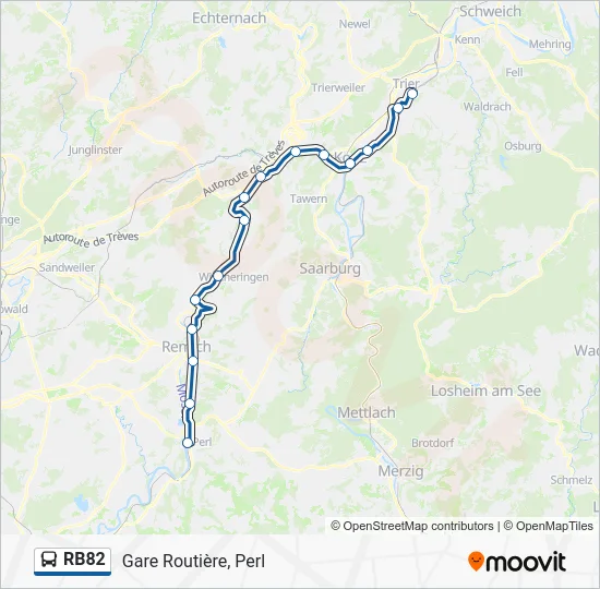 Автобус RB82: карта маршрута
