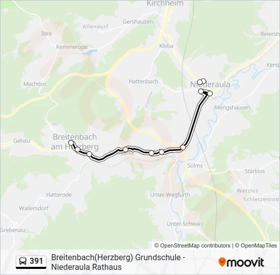 Автобус 391: карта маршрута