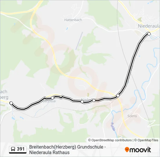 Автобус 391: карта маршрута