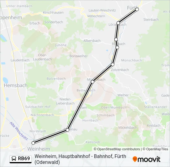 Buslinie RB69 Karte