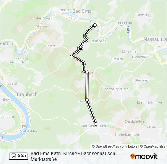 555 Bus Line Map