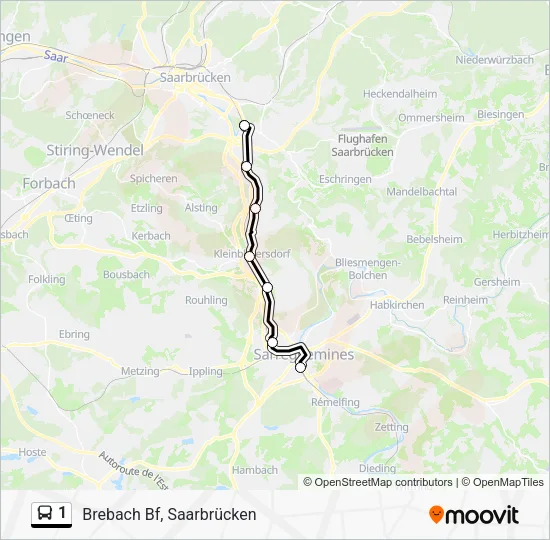 Автобус 1: карта маршрута