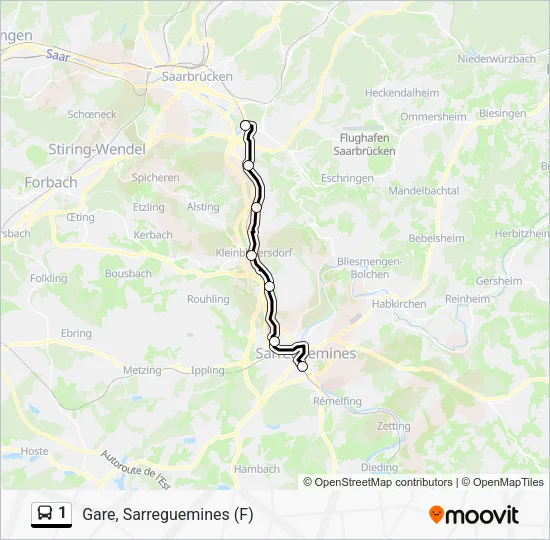 Автобус 1: карта маршрута