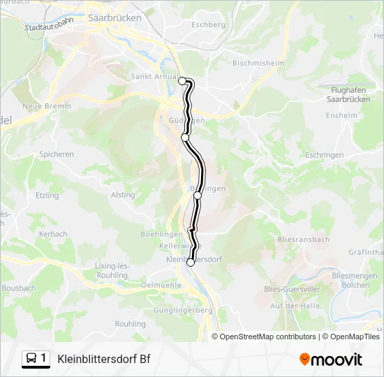 Автобус 1: карта маршрута