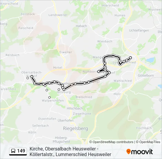Buslinie 149 Karte