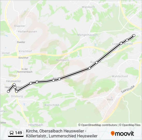Buslinie 149 Karte