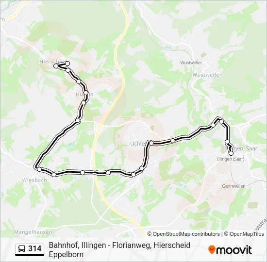 Автобус 314: карта маршрута