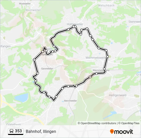 Автобус 353: карта маршрута