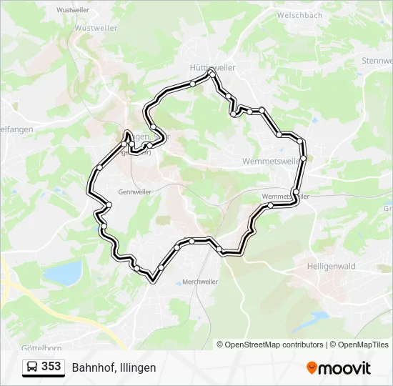 Автобус 353: карта маршрута