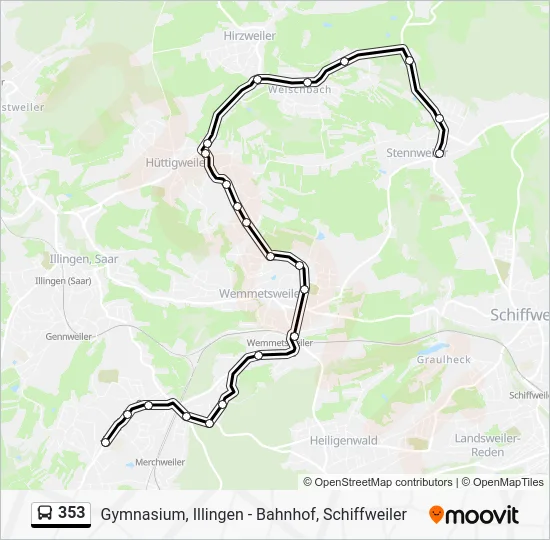 Автобус 353: карта маршрута