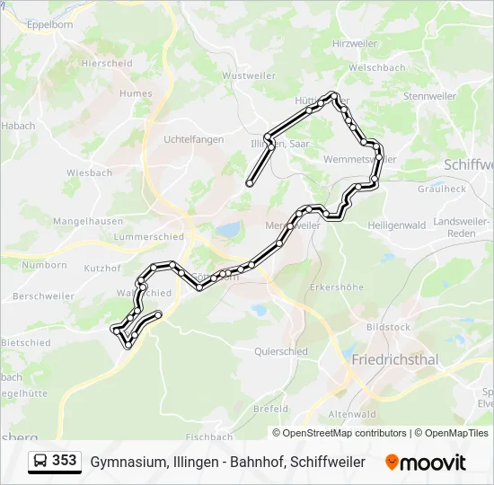 Автобус 353: карта маршрута