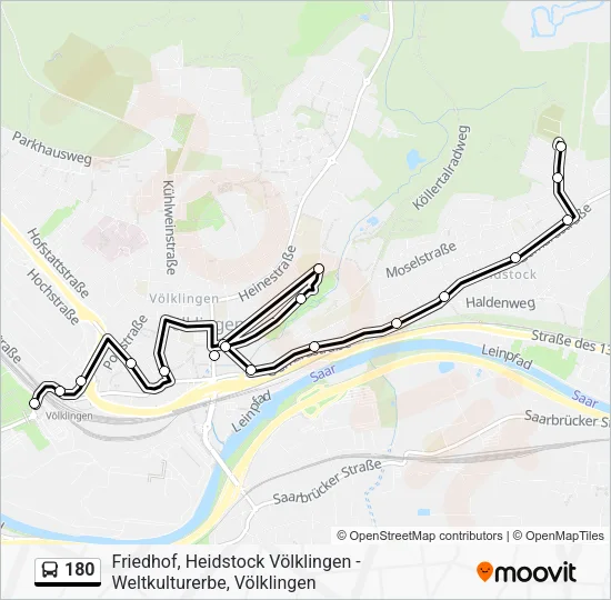 Автобус 180: карта маршрута