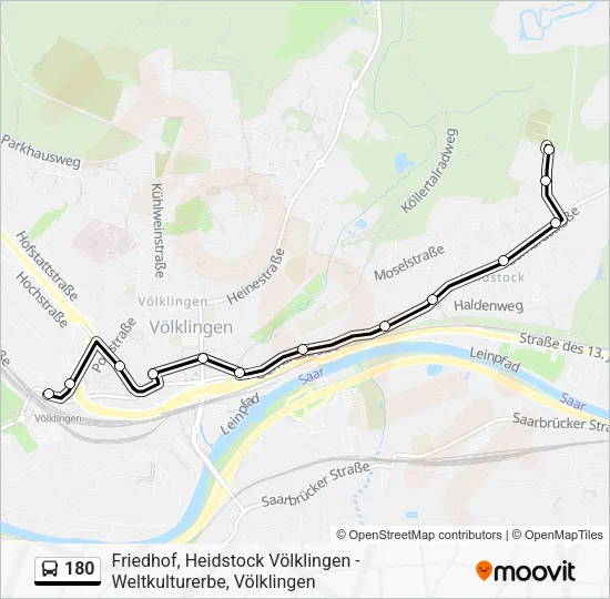 Автобус 180: карта маршрута
