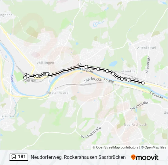 Buslinie 181 Karte