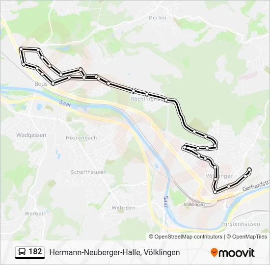 Автобус 182: карта маршрута