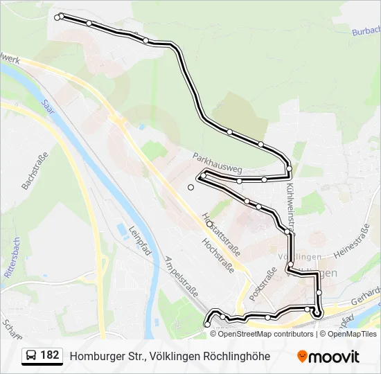 Автобус 182: карта маршрута