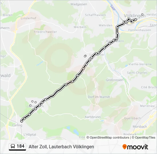 Автобус 184: карта маршрута