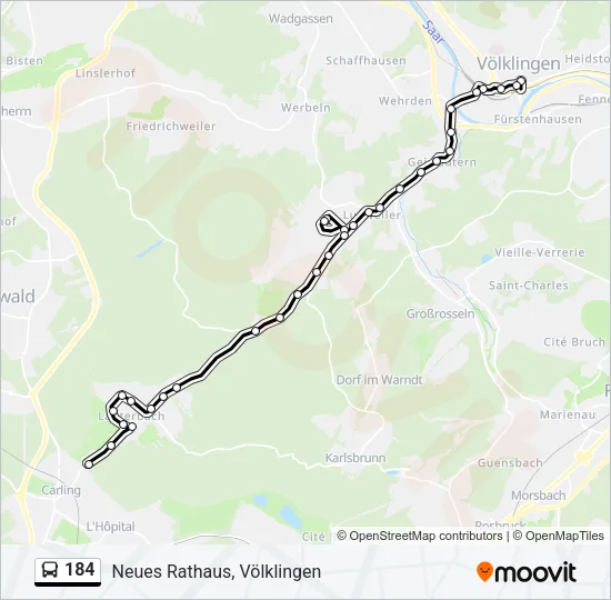 Buslinie 184 Karte
