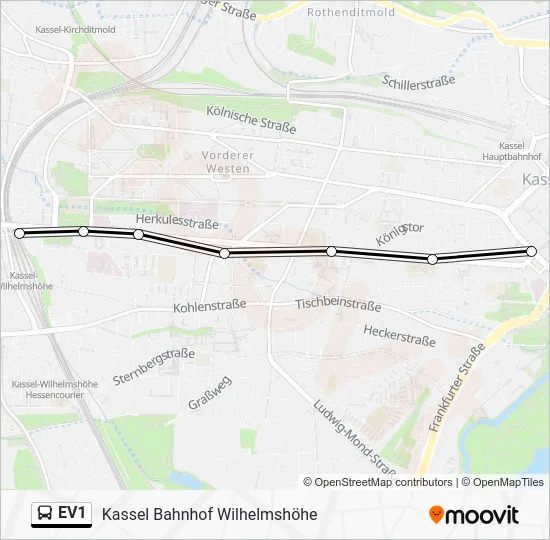 Автобус EV1: карта маршрута