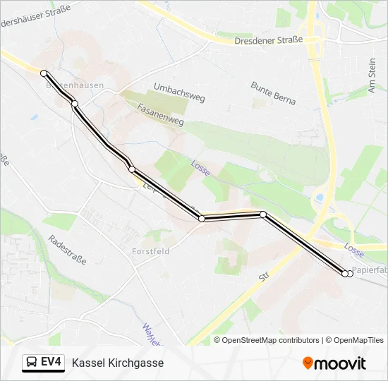 Автобус EV4: карта маршрута