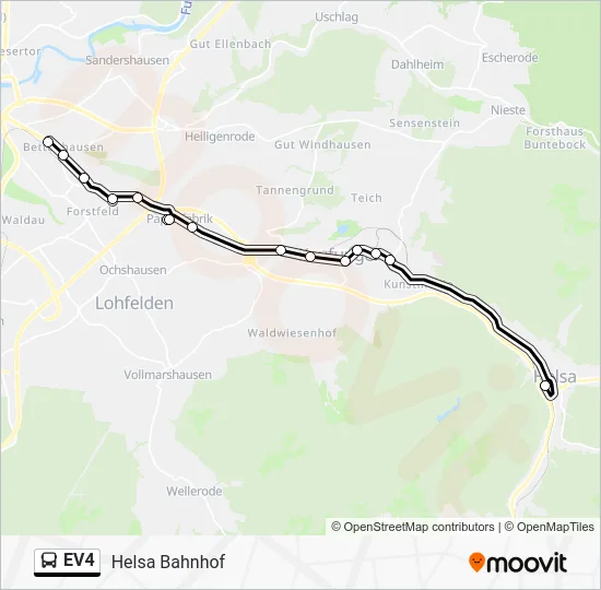 Автобус EV4: карта маршрута