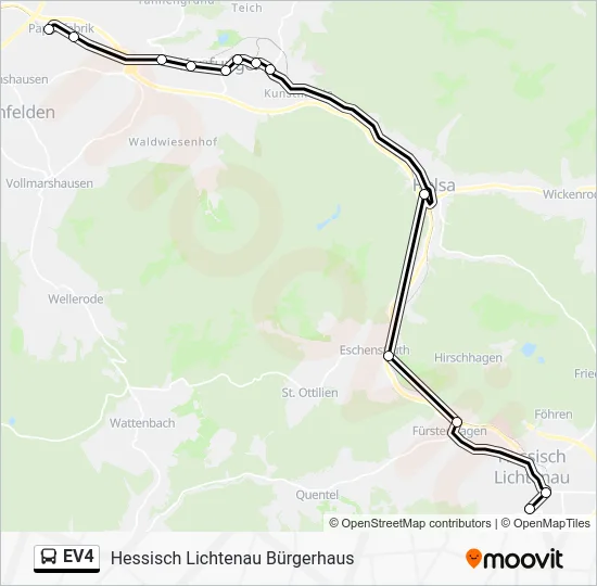 Автобус EV4: карта маршрута