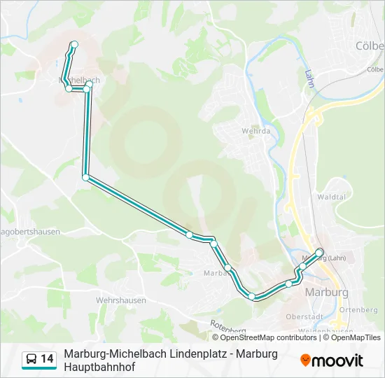 Автобус 14: карта маршрута