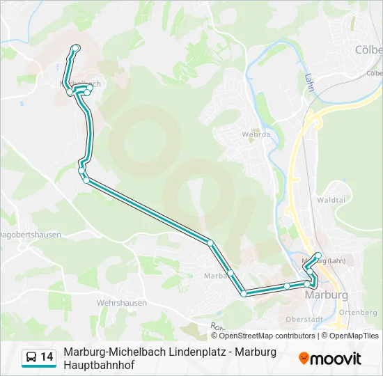 Автобус 14: карта маршрута