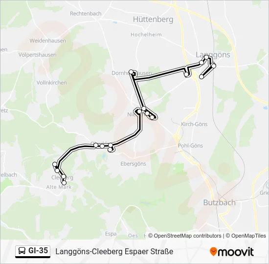 Автобус GI-35: карта маршрута