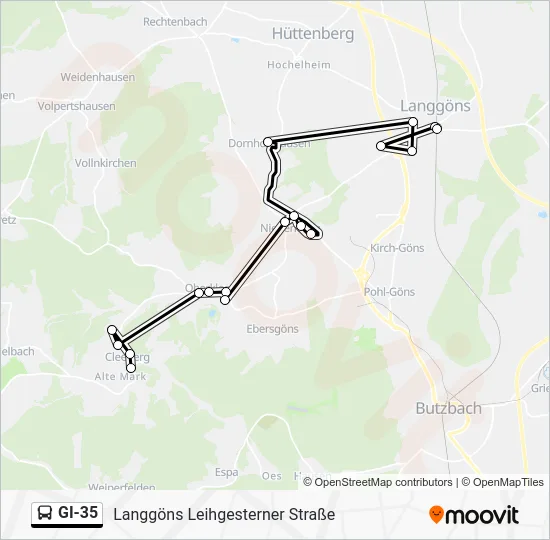 Автобус GI-35: карта маршрута