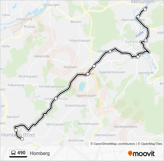 Автобус 490: карта маршрута