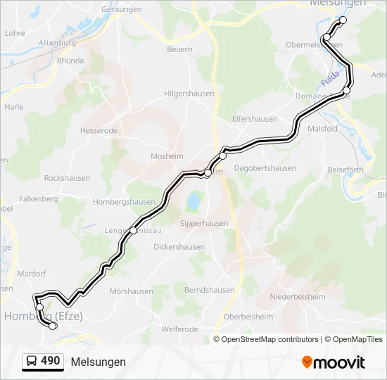 Автобус 490: карта маршрута