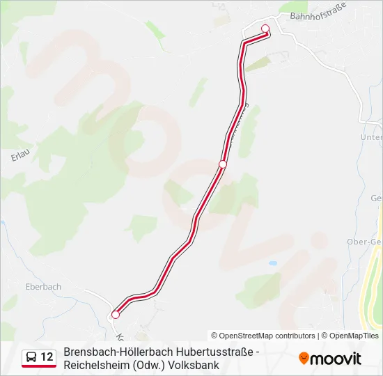 Автобус 12: карта маршрута
