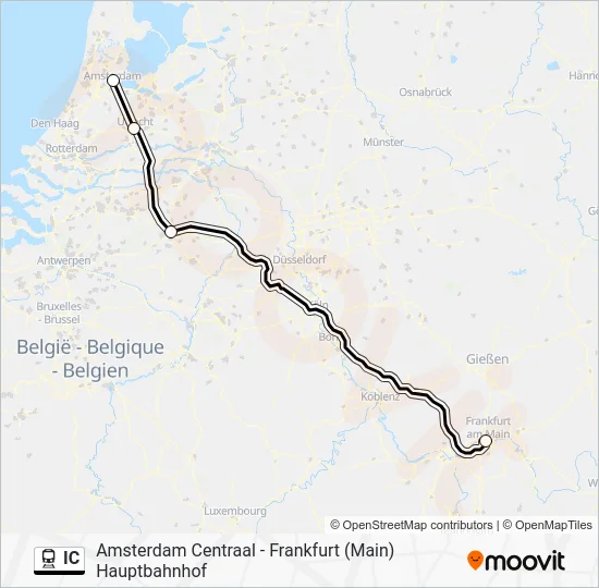 Поезд IC: карта маршрута
