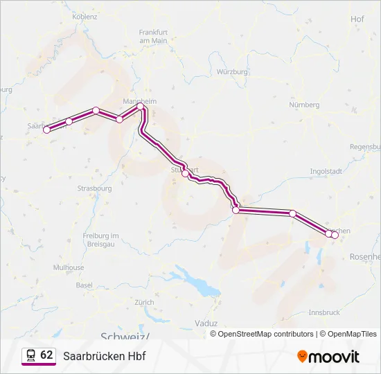 Поезд 62: карта маршрута