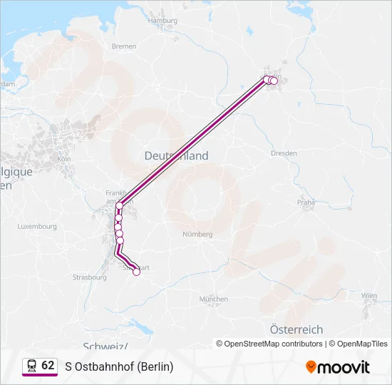 Поезд 62: карта маршрута