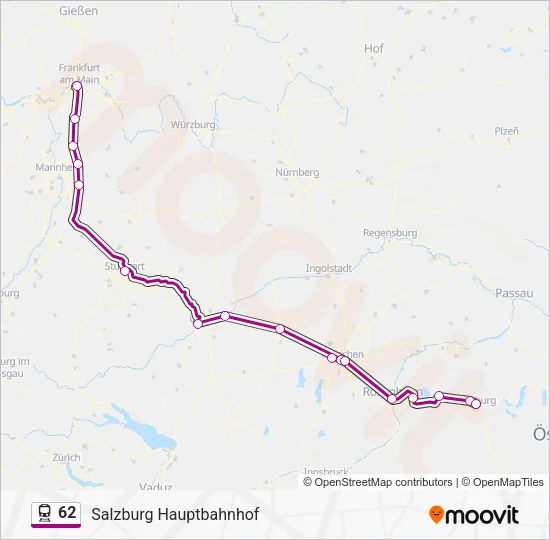 Поезд 62: карта маршрута