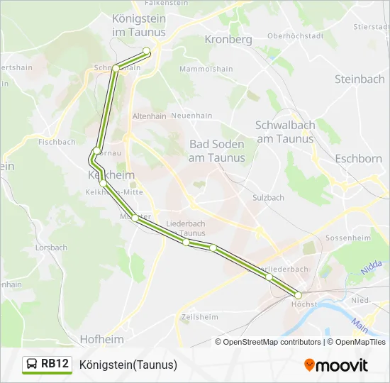 Автобус RB12: карта маршрута