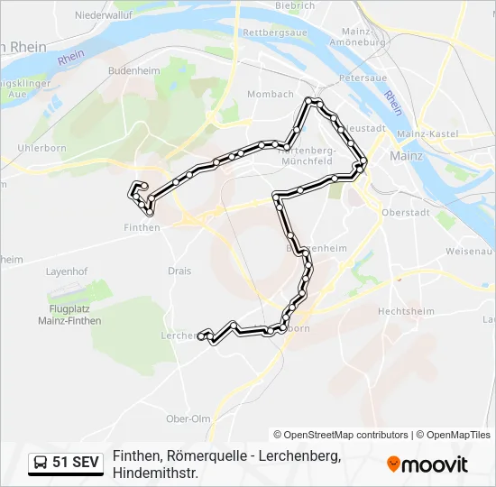 Автобус 51 SEV: карта маршрута