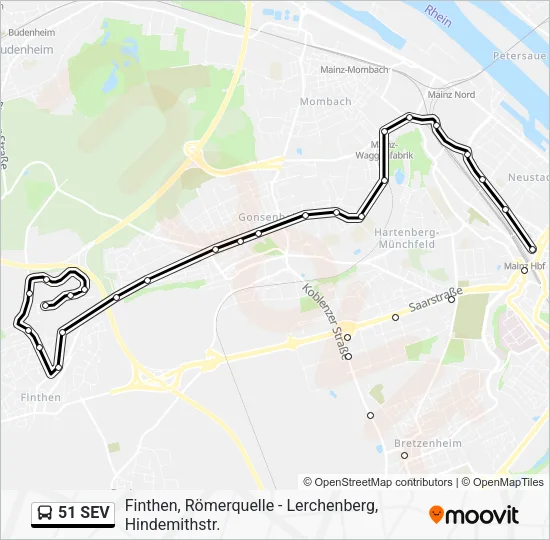 Автобус 51 SEV: карта маршрута