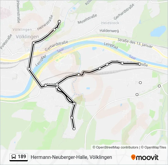 Автобус 189: карта маршрута