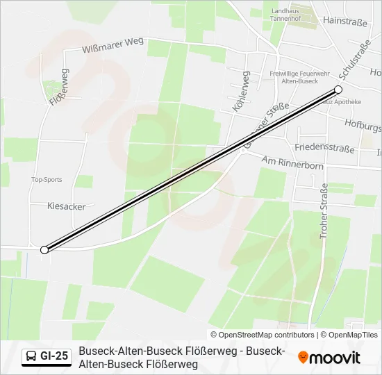Автобус GI-25: карта маршрута