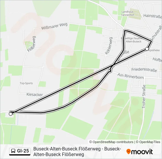 Автобус GI-25: карта маршрута