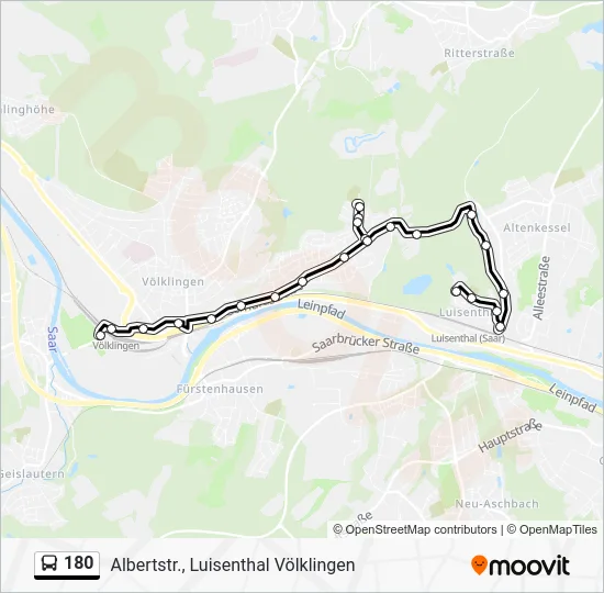Автобус 180: карта маршрута
