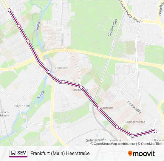 Автобус SEV: карта маршрута