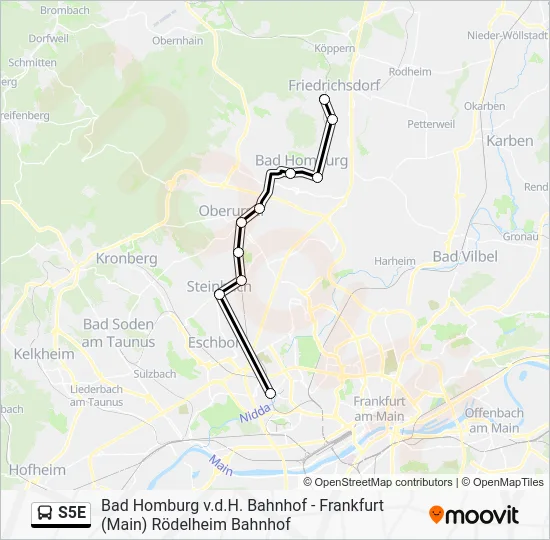 Автобус S5E: карта маршрута