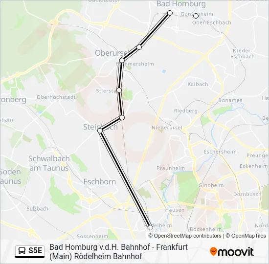 Автобус S5E: карта маршрута