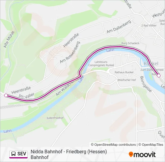 Автобус SEV: карта маршрута