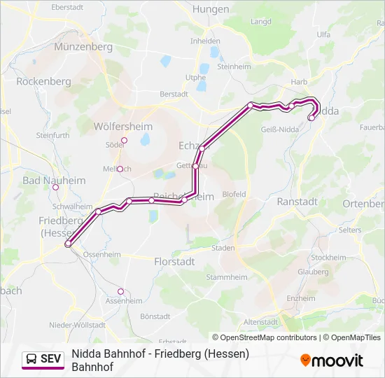 Автобус SEV: карта маршрута